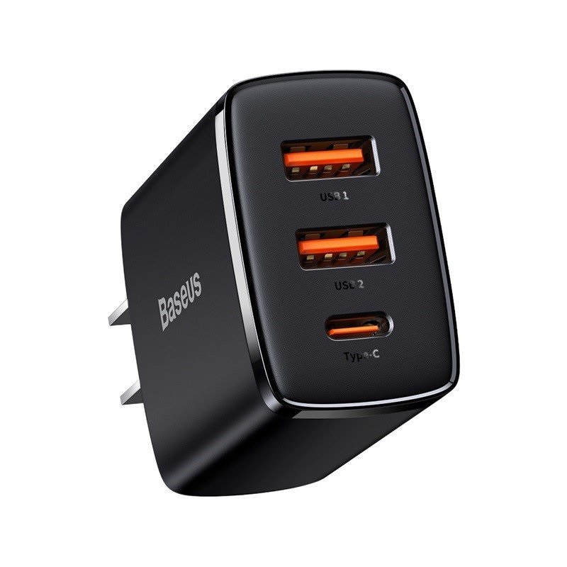 Cốc sạc nhanh 3 cổng baseus compact usb dual port + typec 30w pd/qc3.0 - nhất tín computer