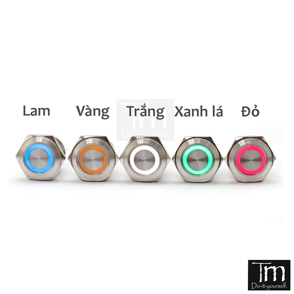 Nút Nhấn Có Đèn Kim Loại Chống Nước 16mm (Nhấn nhả + nhấn giữ)