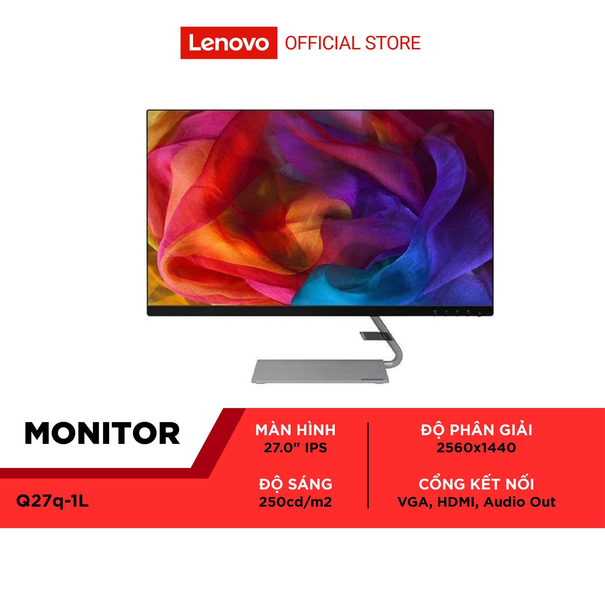 Màn Hình LCD Lenovo Q27q-1L 66C1GAC3VN 27inch/ QHD 2560x1440 IPS/ 75 Hz/ Loa tích hợp