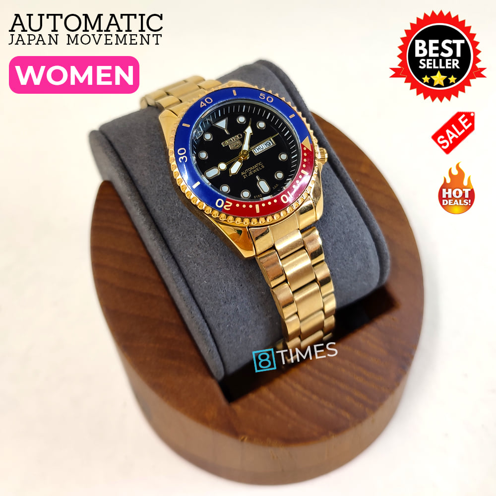 Seiko 5 RV With Date Gold Blue Red Automatic Japan Movement Watch for Women  | Lazada PH
