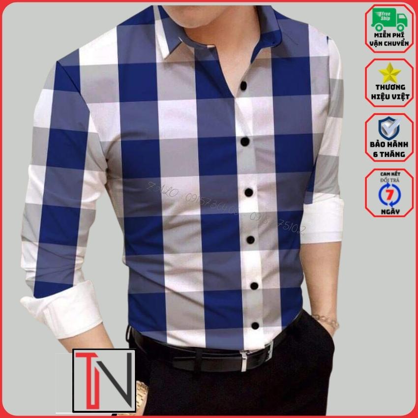 Áo Sơ Mi Nam Tay Dài Họa Tiết Sọc Caro Kiểu Hàn Quốc Đẹp -MSA13- Chất Liệu Lụa Twill Mềm Mại , Mịn Màng , Chống Nhăn , Siêu Mát , thấm hút mồ hôi nhanh🔸 TANNGUYEN 🔸