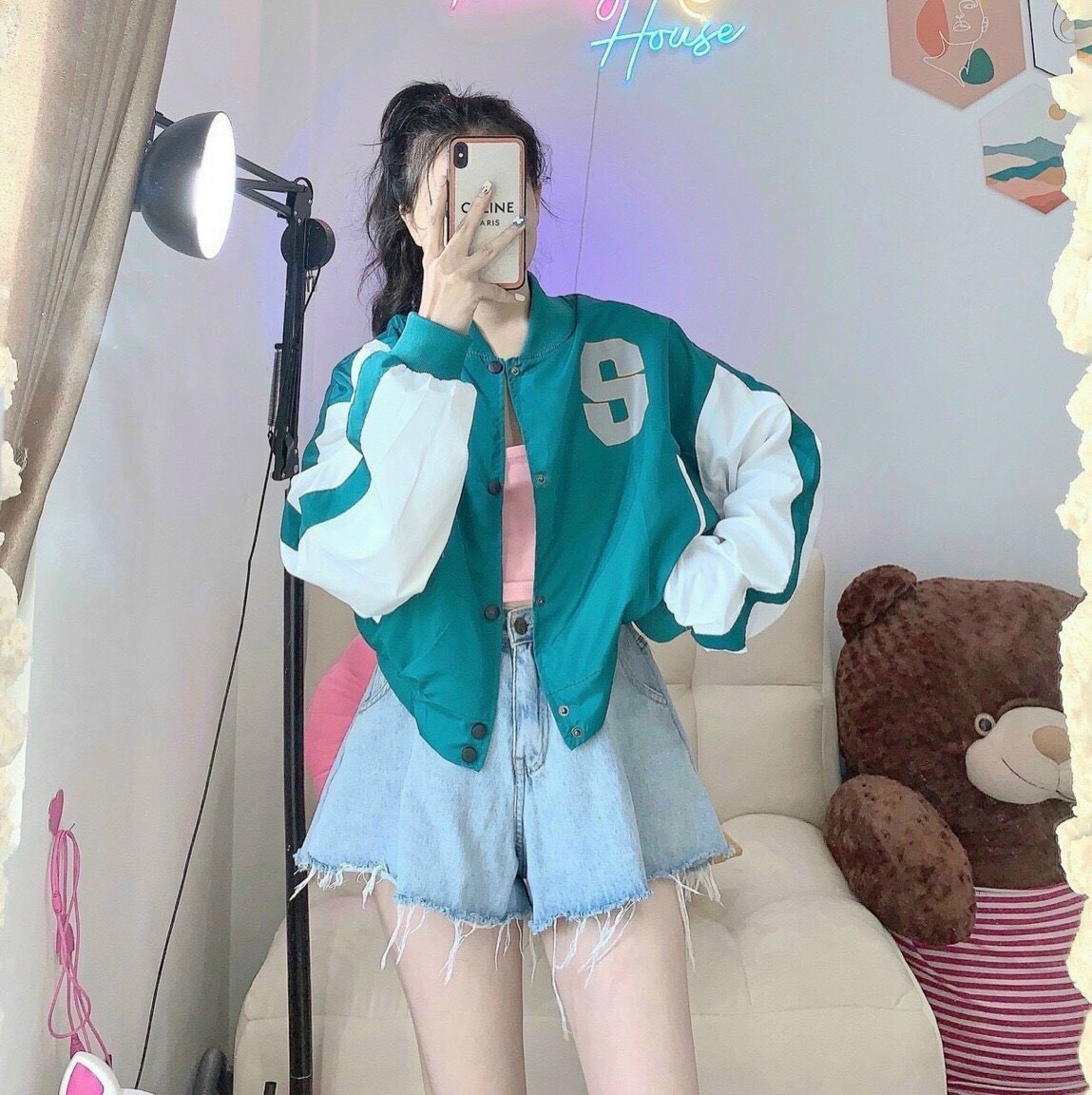 Áo khoác bomber nỉ croptop nữ tp367