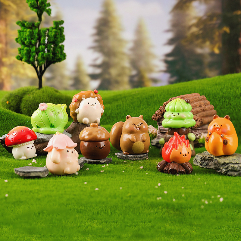 Kawaii Creative Forest Small Animals Figure Cartoon Doll Miniatures ...