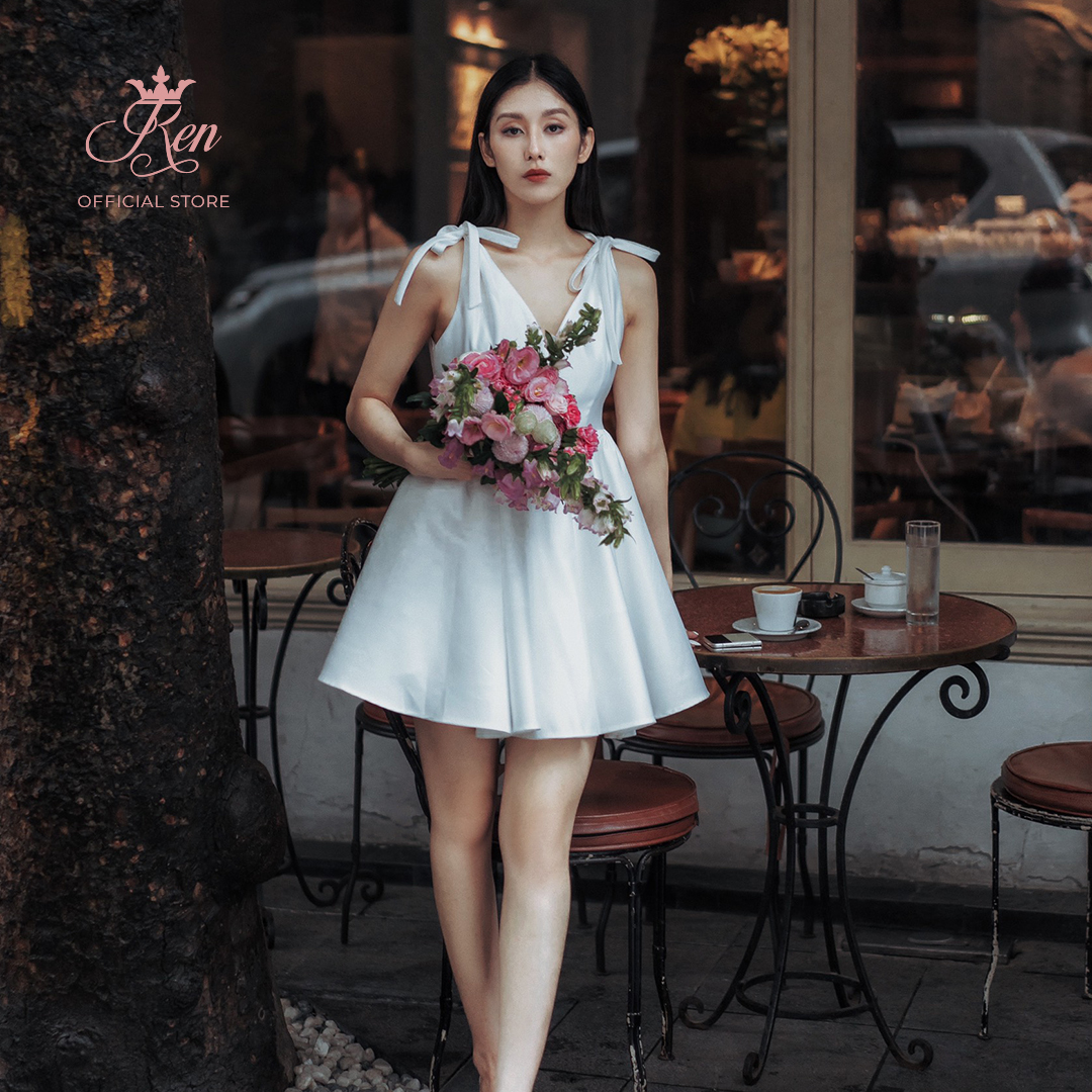 REN BY TEE - Đầm Xòe Thắt Nơ Vai