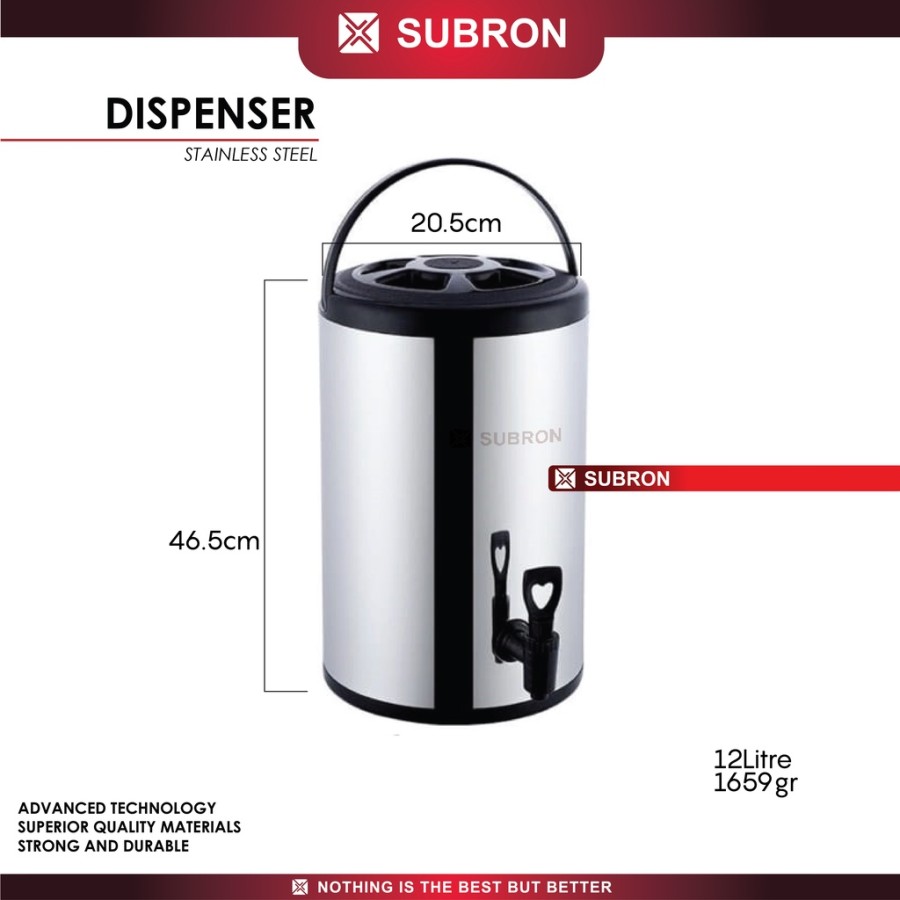Subron Water Jug Dispenser WTJ12L 12 Liter Stainless Steel Lazada