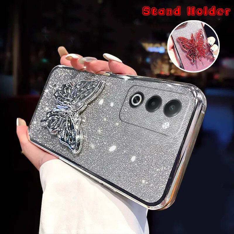 Phone cover OPPO A5i Pro Back case with Cute Butterfly Stand Luxury Slim Gradient Clear Plating Glitter Girls For OPPO A5i Pro Phone cases.
