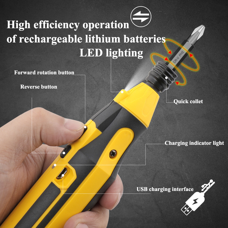 Electric screwdriver USB rechargeable household wireless forward and reverse small electric screwdriver set