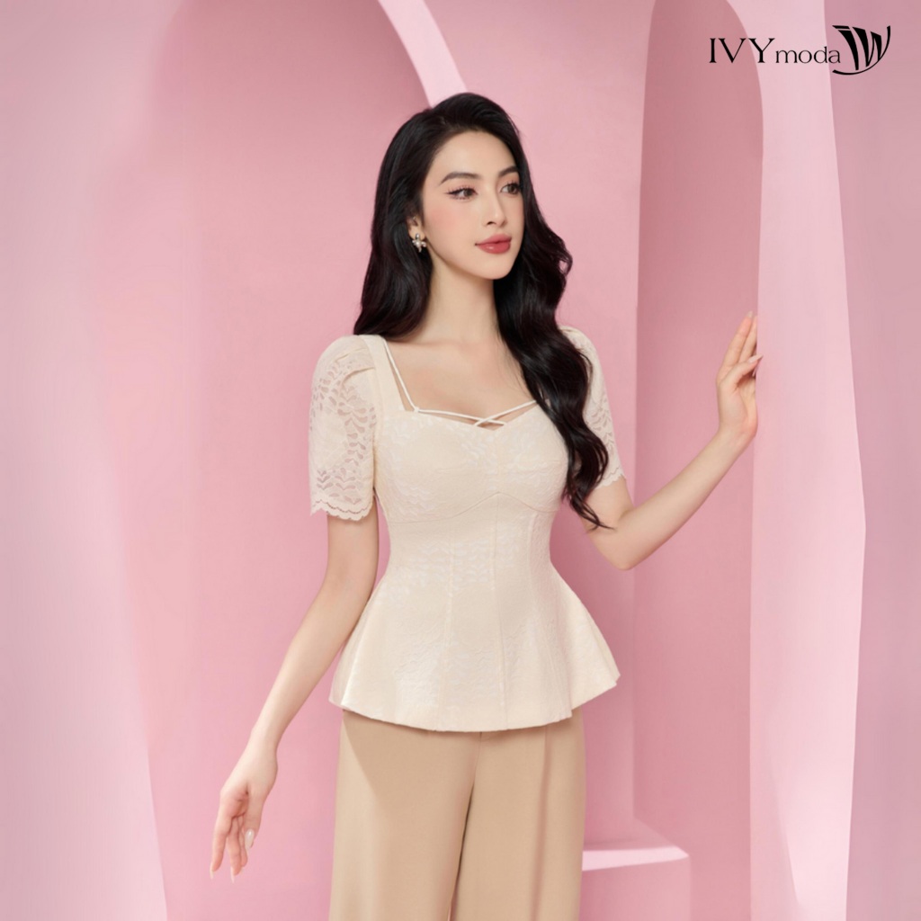 Áo peplum phối ren IVY moda MS 16M8305