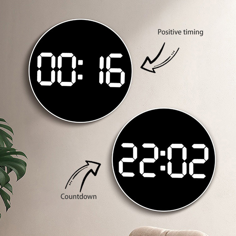 Clock 10 inch simple LED wall clock multi-function clock electronic clock mute temperature and humidity alarm clock