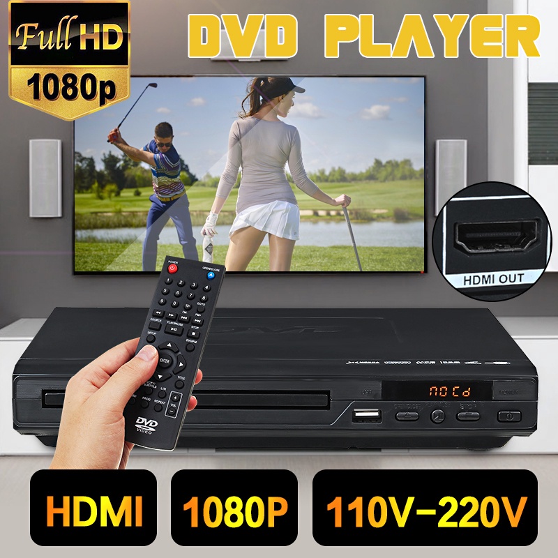 Multi System 1080P DVD Player Portable USB 2.0 3.0 DVD Player Multimedia Digital DVD TV Support HDMI CD SVCD VCD MP3 15W AC 110V-240V