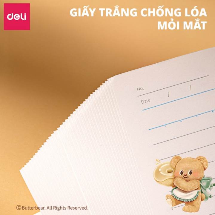 Vở Kẻ Ngang Deli BUTTER BEAR 80 Trang Vở Học Sinh Ghi Chép Đa Dạng Mẫu Mã Cấp 2 3 Đại Học Làm Quà Tặng Đồ Dùng Học Tập - Hình ảnh 5