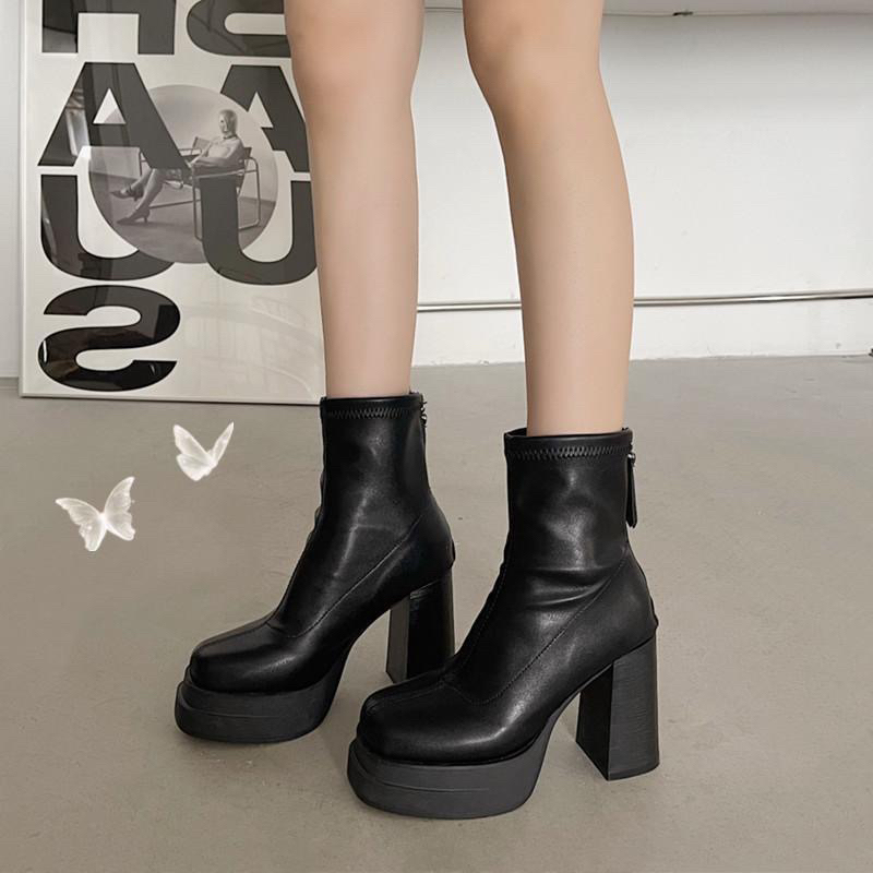 bốt gót trụ MERY 10cm chất da cao cấp