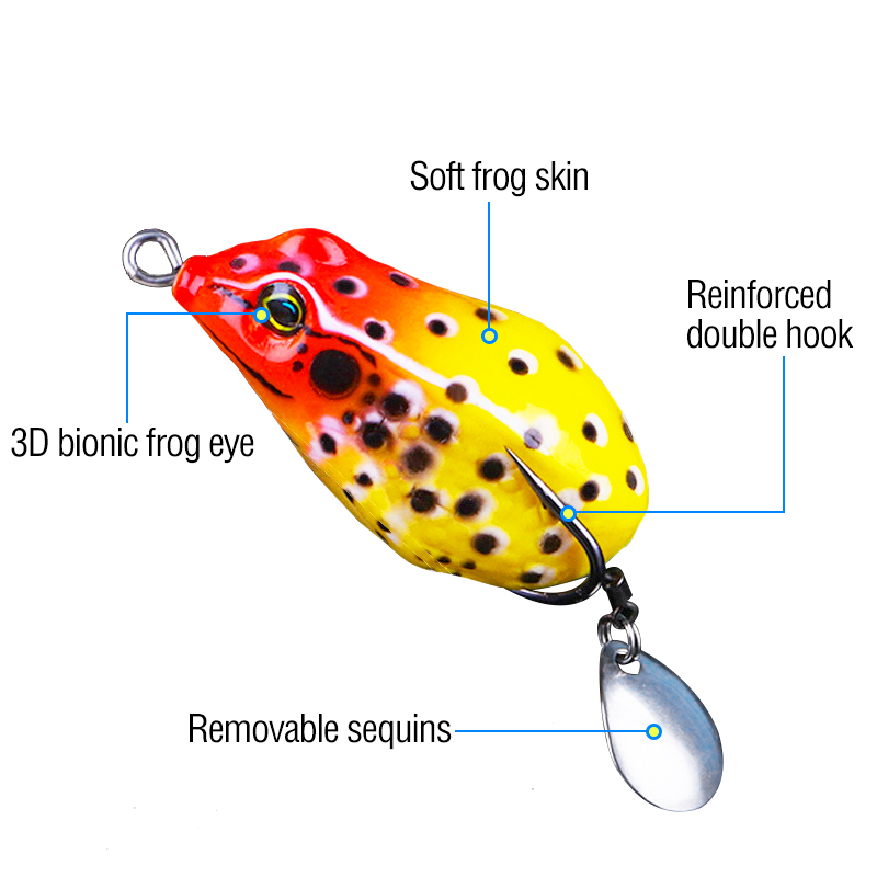1pcs Floating Frog Lures Fishing Lures with Double Sharp Hooks