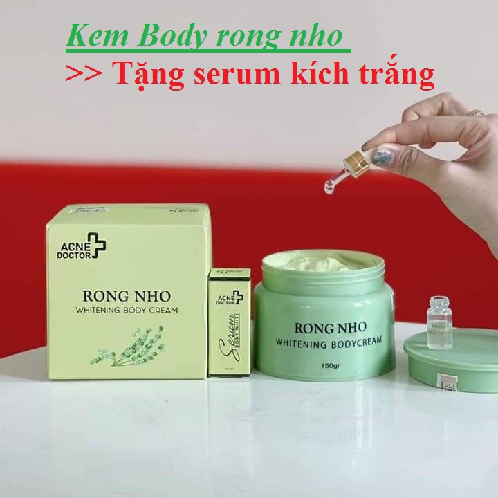 Kem body rong nho acne doctor rong nho whitening body cream 150g + Tặng kèm serum kích trắng giúp bậc tone nhanh