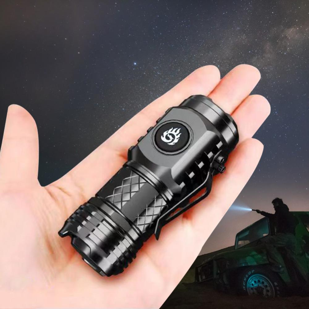 High Power LED Flashlight Torch 20W Compact Powerful Emergency Flashlights Waterproof 18350 Battery for Hiking Exploring