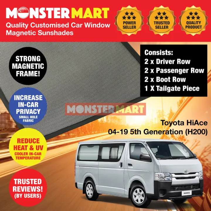Toyota Hiace 2004 2020 5th Generation H200 Customised Japan Commercial Passenger Van Side Window Magnetic Sunshades 6 Pcs 1 Tailgate Piece Full Set Tested And Proven Result Lazada Singapore