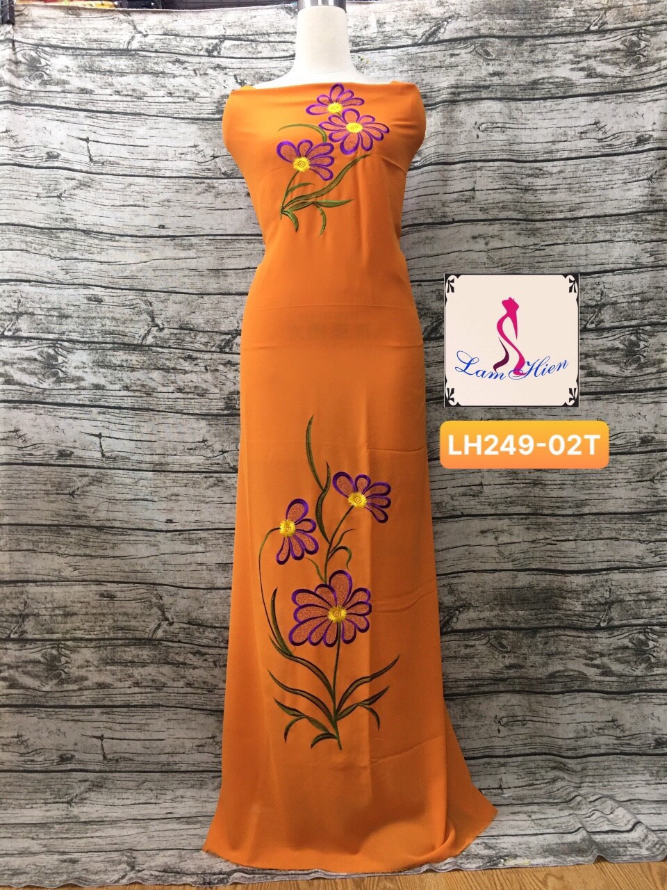 Vải may áo dài bông thêu modell LH249