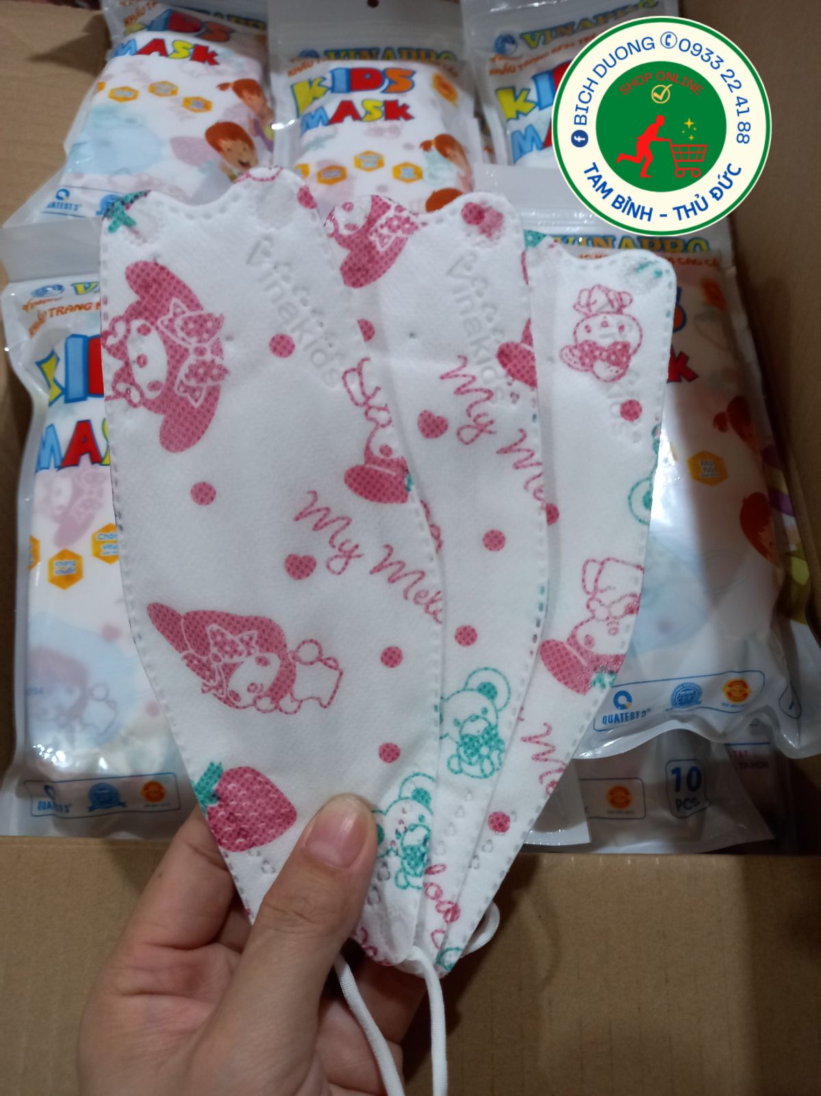 Khẩu trang kháng khuẩn KF 94 Trẻ em VINAPRO (10 cái/ bịch)