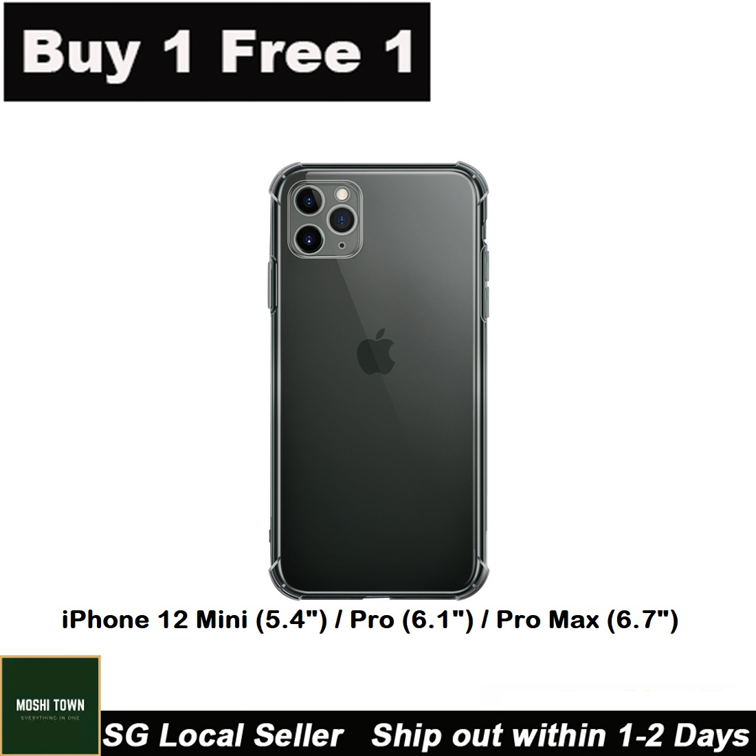 Ready Stock Sg Buy 1 Get 1 Free Apple Iphone 12mini Iphone 12 Iphone 12 Pro Iphone 12 Pro Max Case With Clear Tpu And Durable Shock Absorption Transparent Shockproof Bumper Transparent Silicone Phone Case