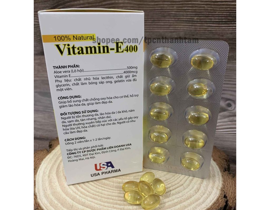 Viên uống VITAMINE 400 bổ sung vitamin E giúp làm đẹp da, trắng da, phục hồi da nhăn nheo- Hộp 100 viên