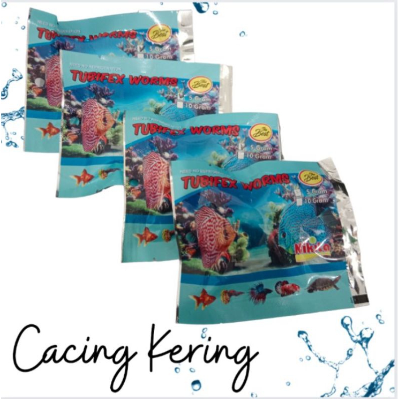 Makanan Ikan Cacing Kering Sutra TUBIFEX WORM NIKITA 5GR ( 3pcs)