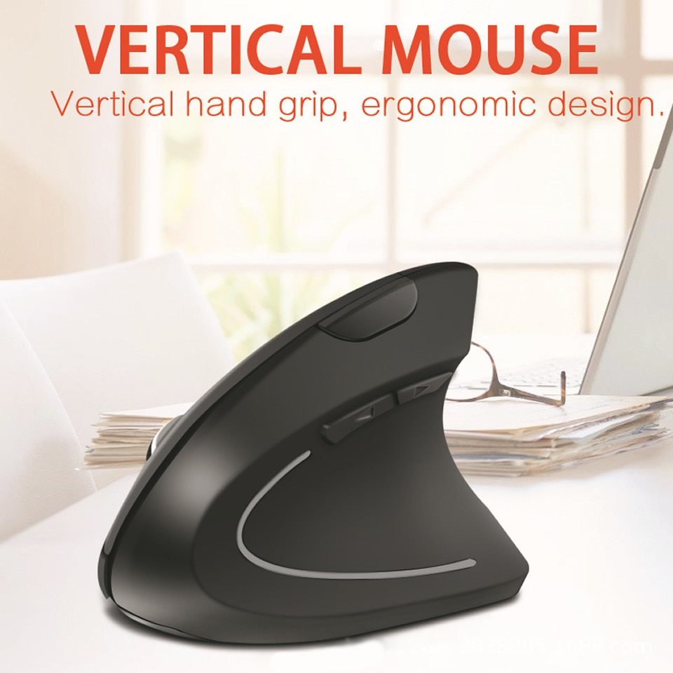 HKXA Wireless Mouse Vertical Gaming Mouse USB Computer Mice Ergonomic Desktop Upright Mouse 1600DPI for PC Laptop Office Home