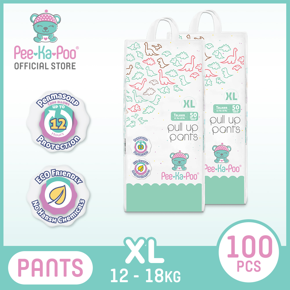 Pee-Ka-Poo Pull Up Pants Extra Large XL (12-18kg) 100Pcs (2 Packs x 50pcs)