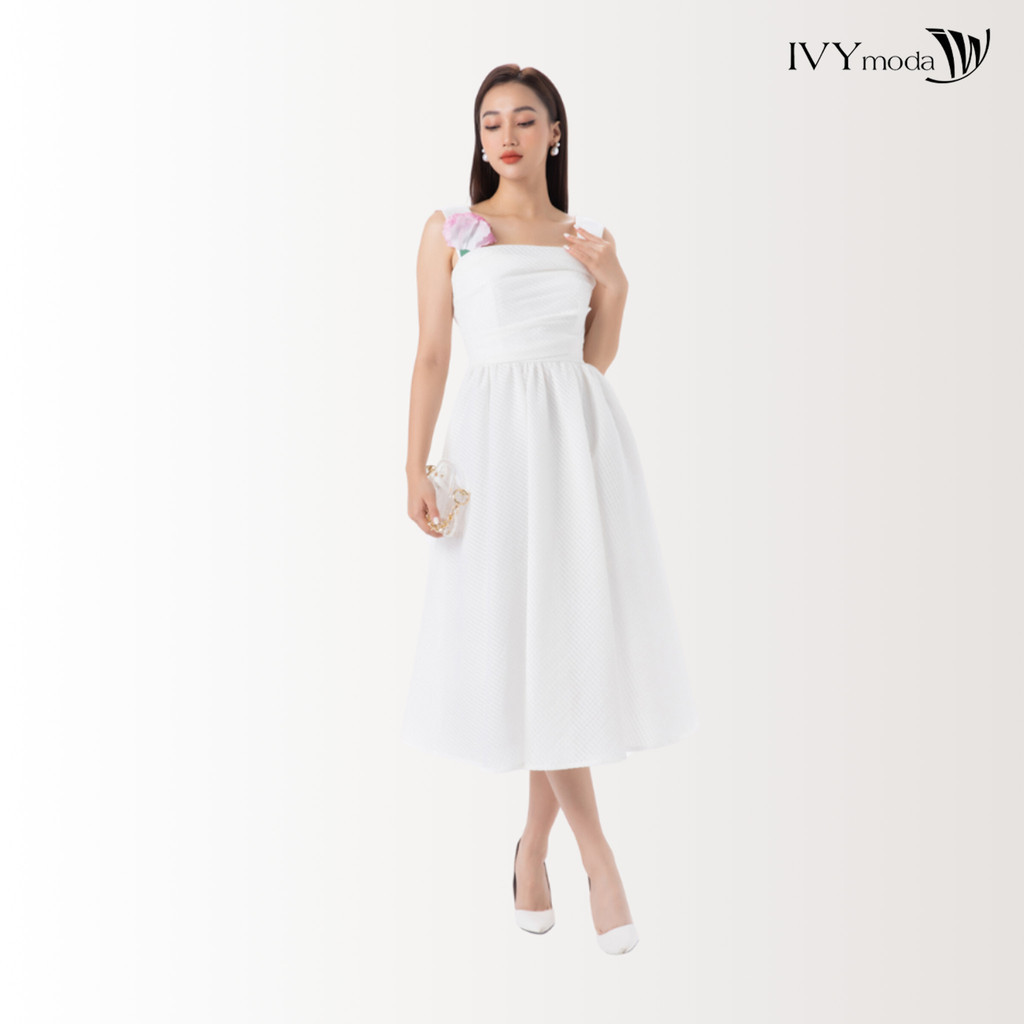 Đầm dạ hội xòe phối hoa IVY moda MS 45S2701