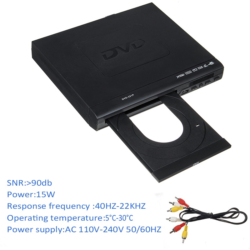 Multi System 1080P DVD Player Portable USB 2.0 3.0 DVD Player Multimedia Digital DVD TV Support HDMI CD SVCD VCD MP3 15W AC 110V-240V