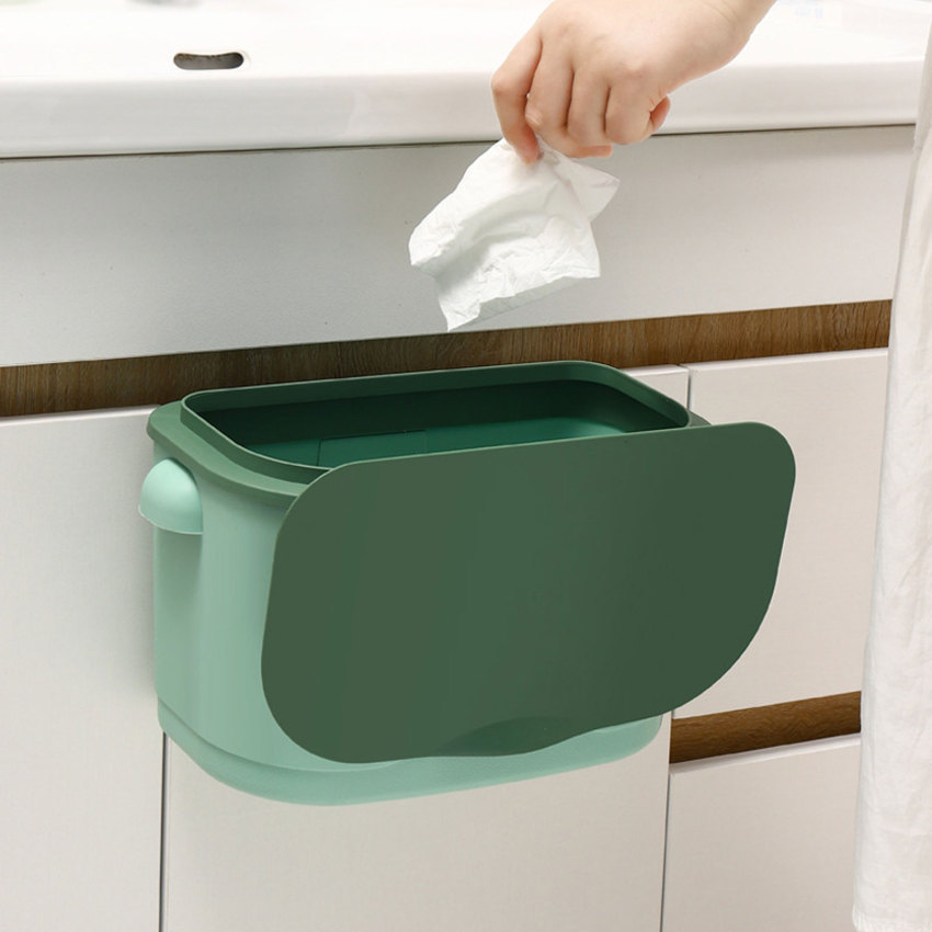 Treo Thùng rác cho nhà bếp dung tích lớn nhà bếp tái chế rác giỏ gắn tường phòng tắm thùng rác gấp cho xe hơi với nắp