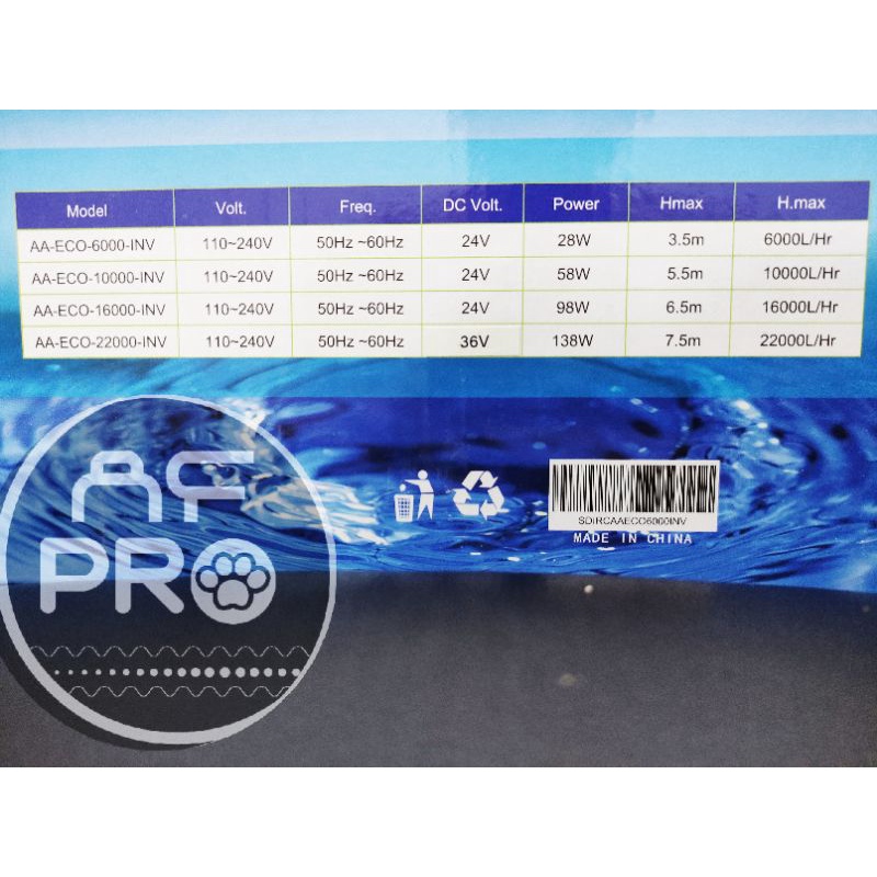 Pompa kolam AC DC INVERTER RECENT AA ECO 16000