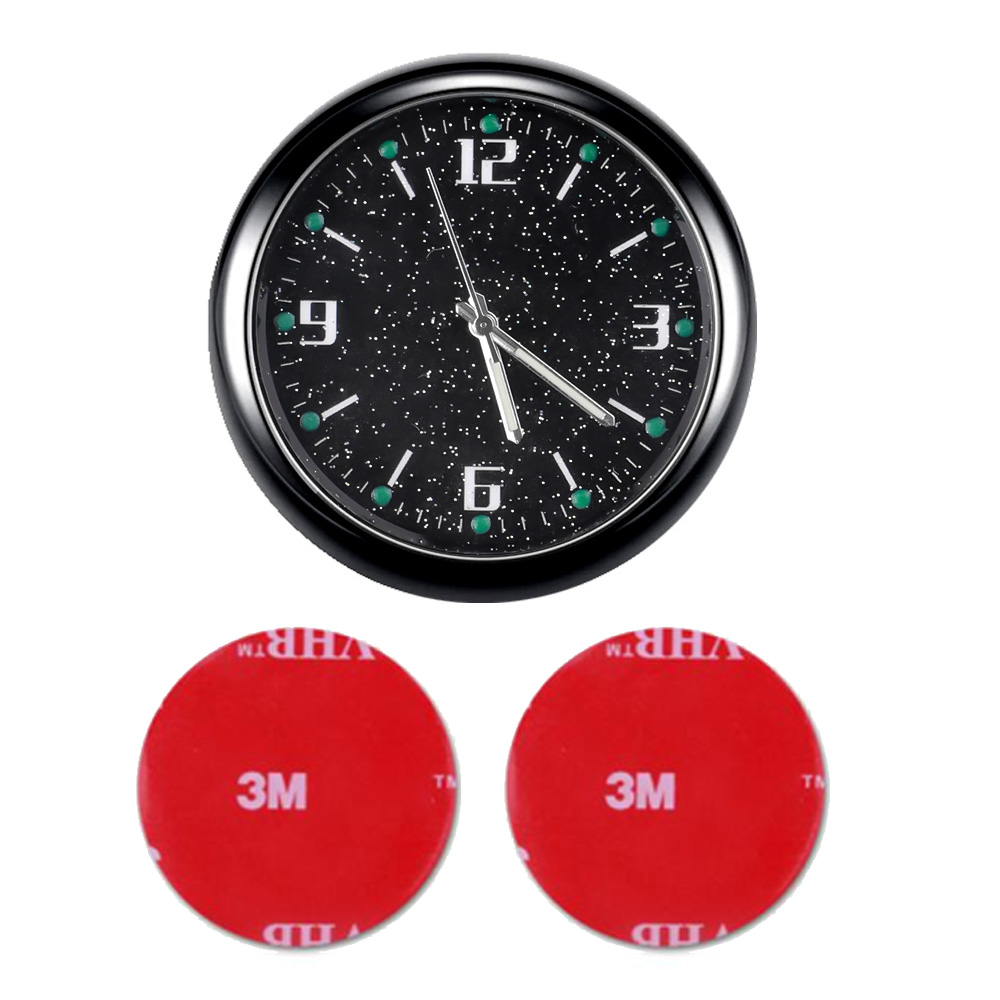 Luminous Starry Sky Style Car Clock Automotive Interior Digital Quartz Clock with 2PCS Double-sided Stickers