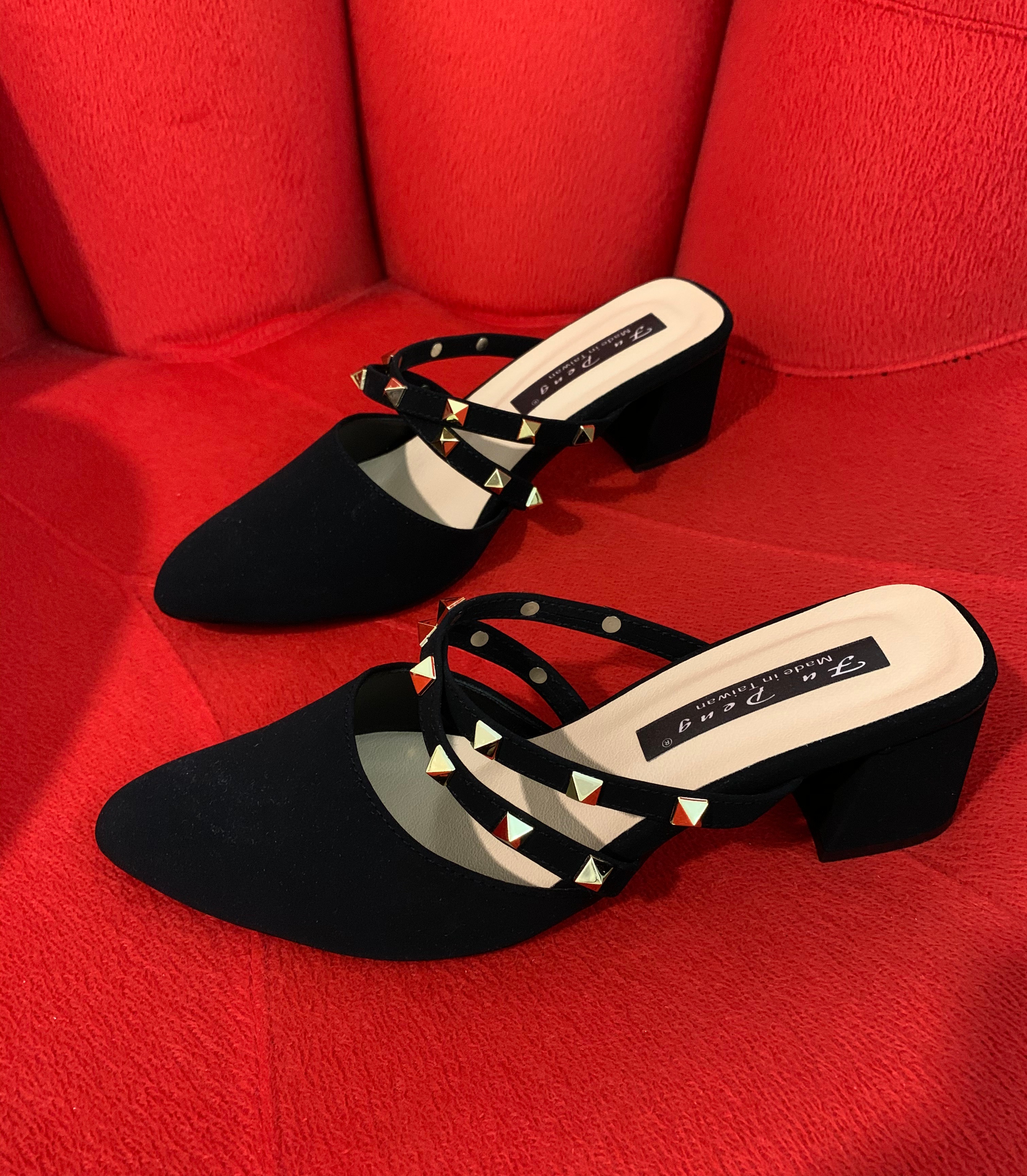 black slip on heels