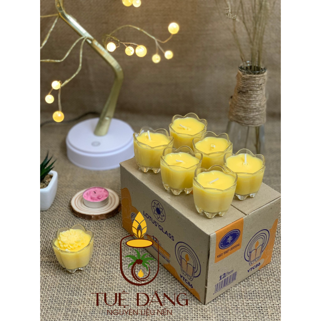 Hộp 12 ly nến bơ  hoa mai (Hỏa Tốc)