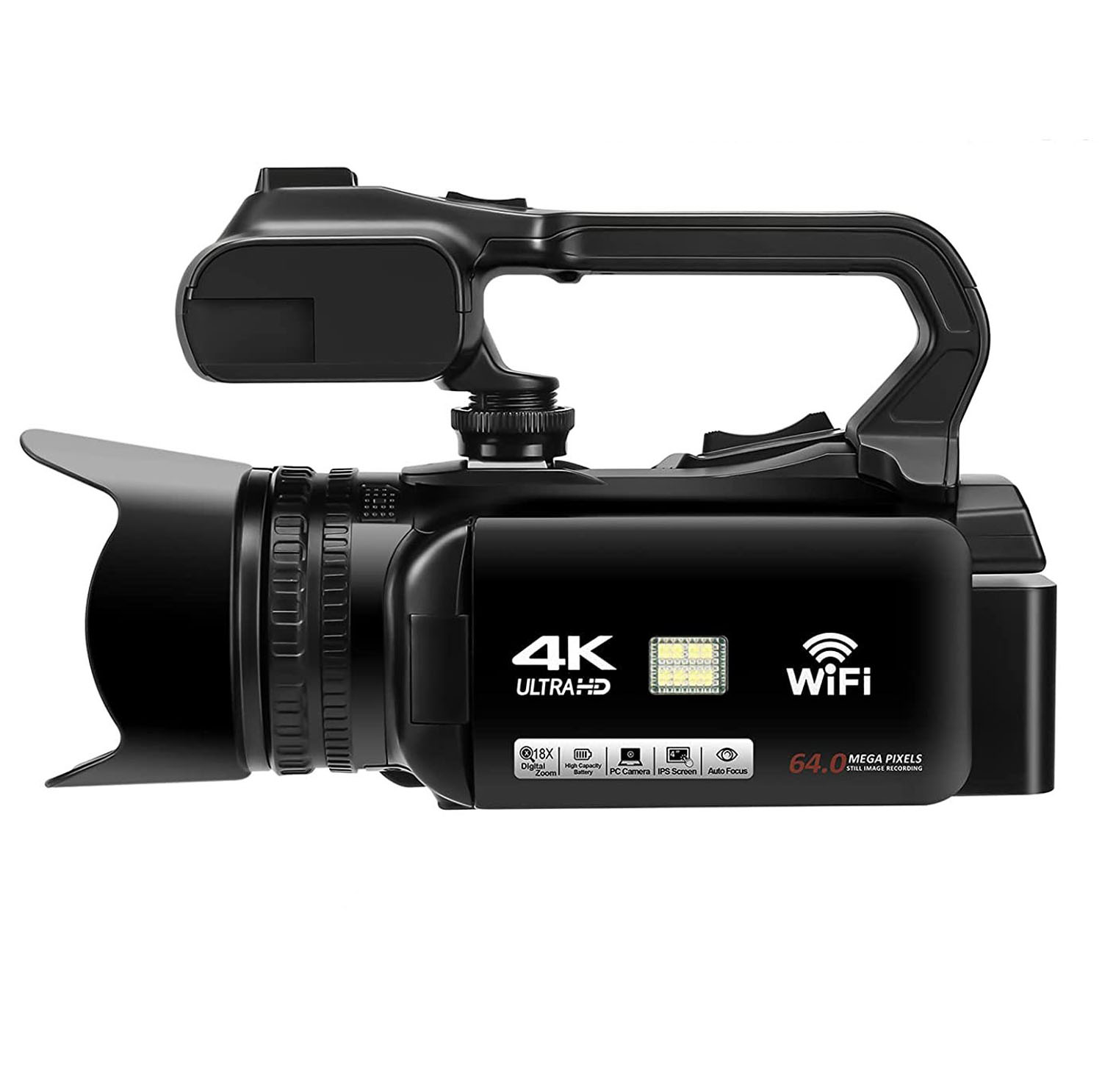 Professional Video Camcorder 4K Auto Focus Vlogging Camera for 64MP  60FPS WiFi Webcam 4