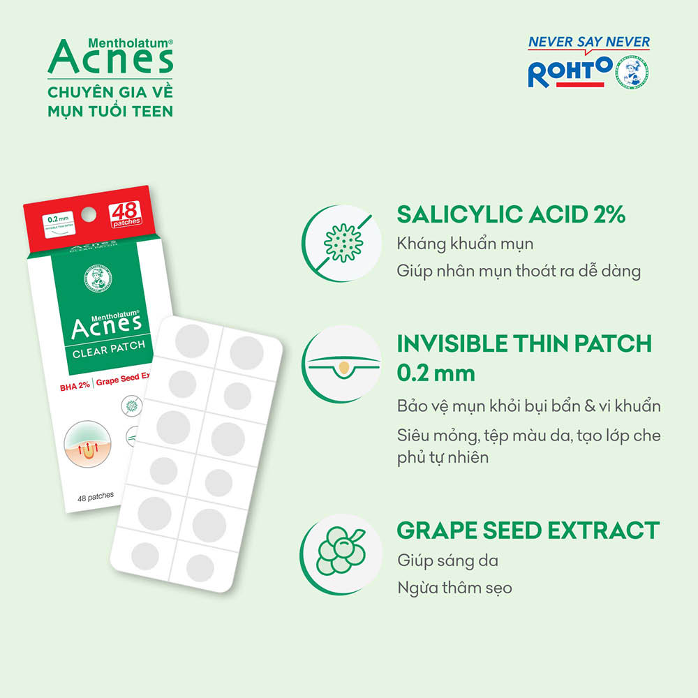 Acnes Clear Patch Helps Reduce Acne and Inflammation (48 Pieces)