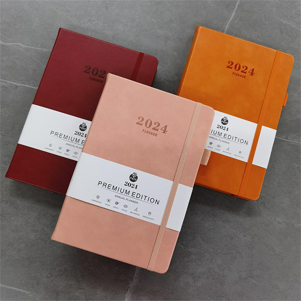 2024 English Yearly Calendar 365 Days Efficiency Study Planner Schedule Study Daily Office Planner A5 Planner Notebook