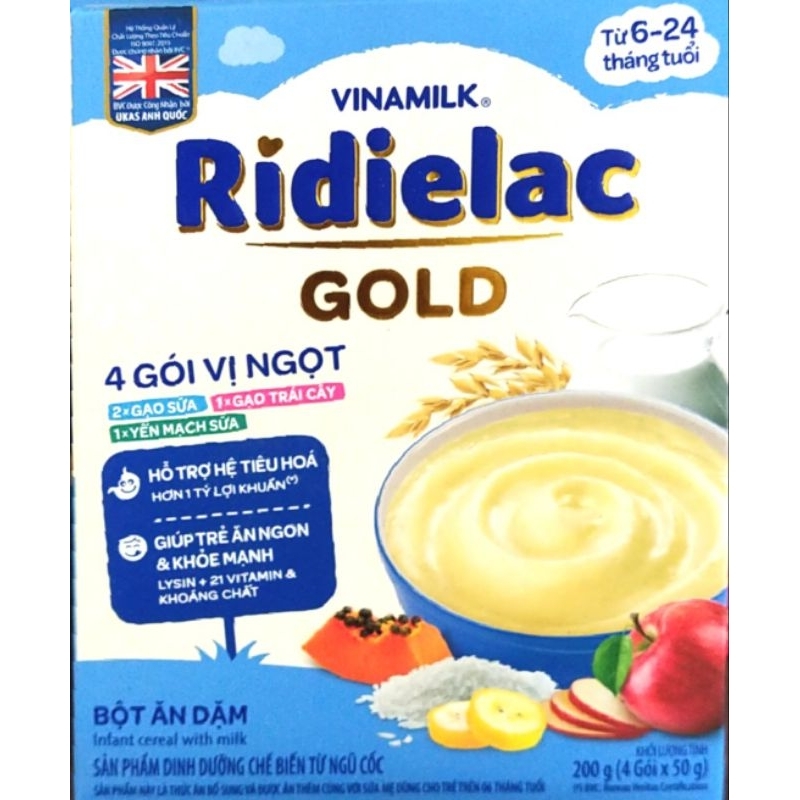Bột ăn dặm Ridielac gold 4 gói vị ngọt 200g 4 gói gia vị