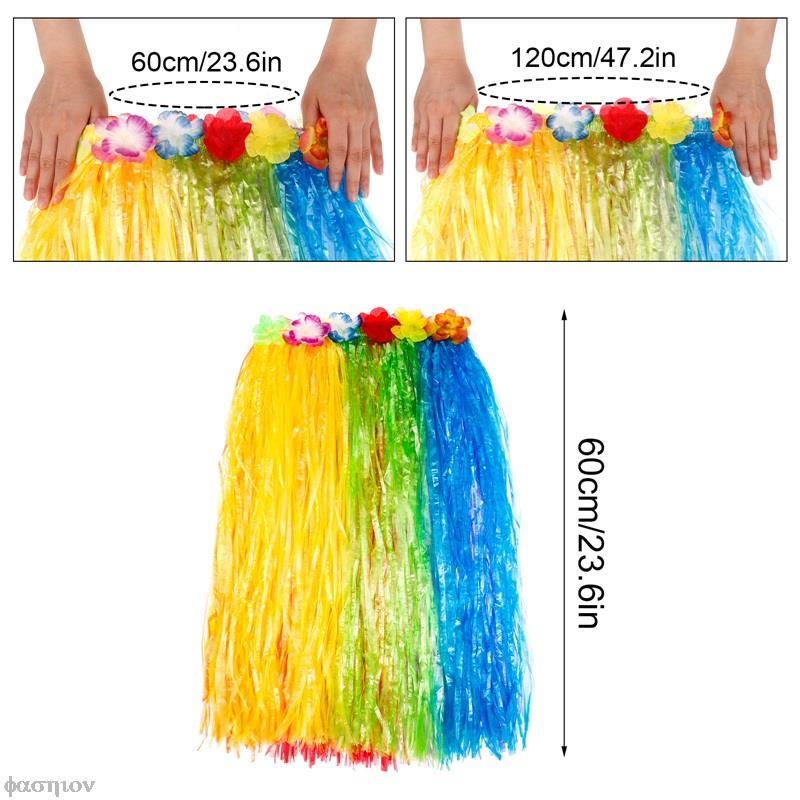 Colorful Plastic Fibers Girls Woman Hawaiian Grass Skirt Grass Costume  Sweet Flower Skirts Party Tropical Hawaii Beach Cosplay