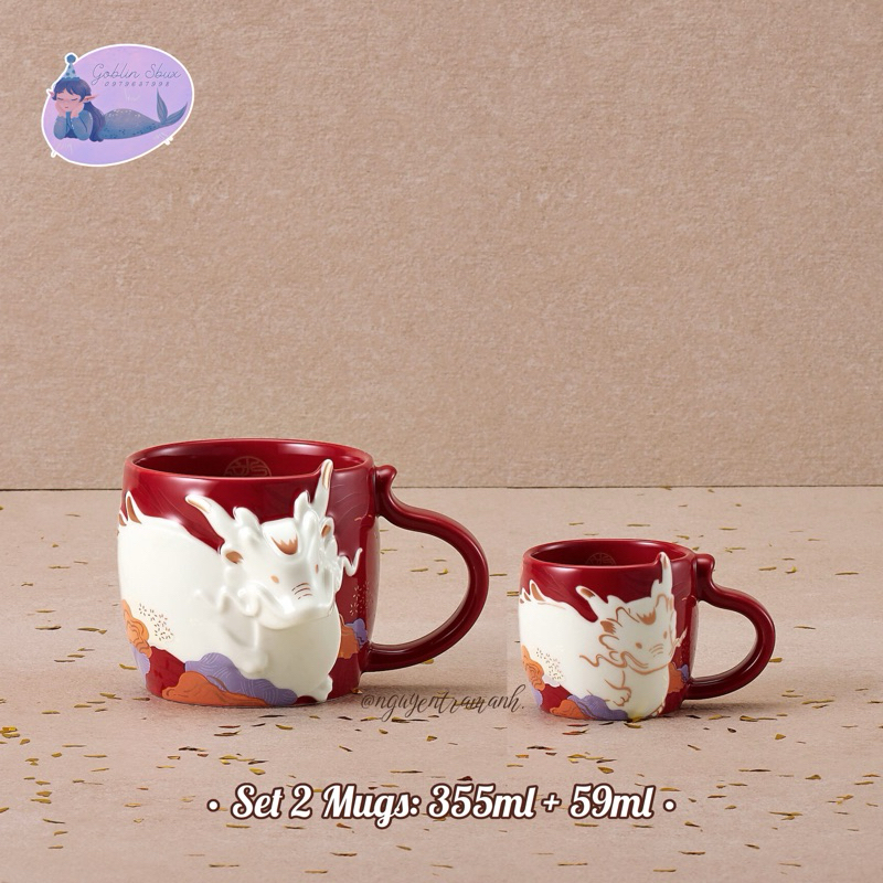 Starbucks cốc sứ zodiac dragon ceramic mug 355ml / 59ml