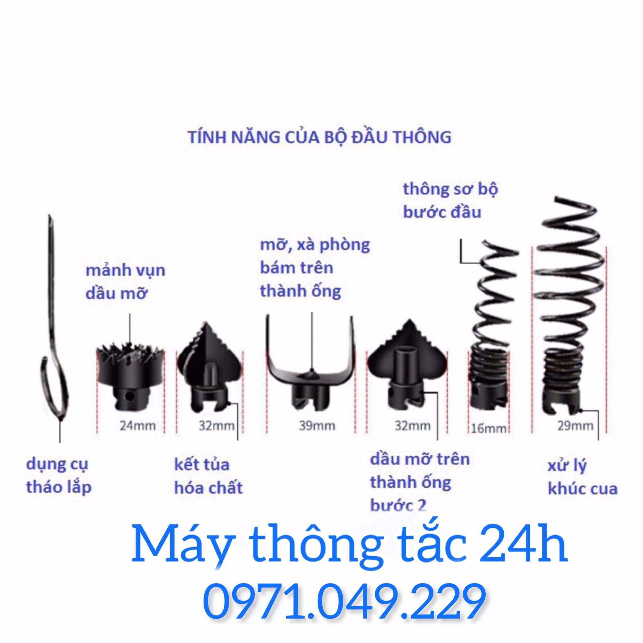 Dây thông tắc cống dùng máy khoan dài 15m