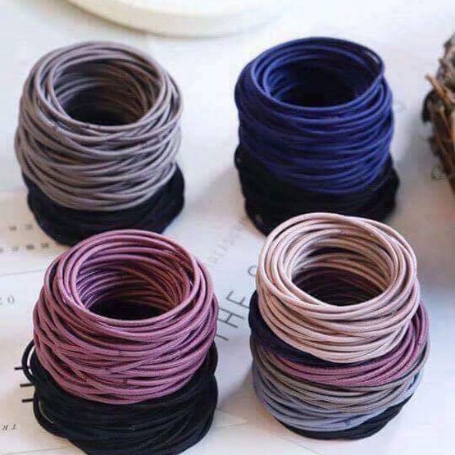 Set 50 sợi thun cột tóc kèm túi zip