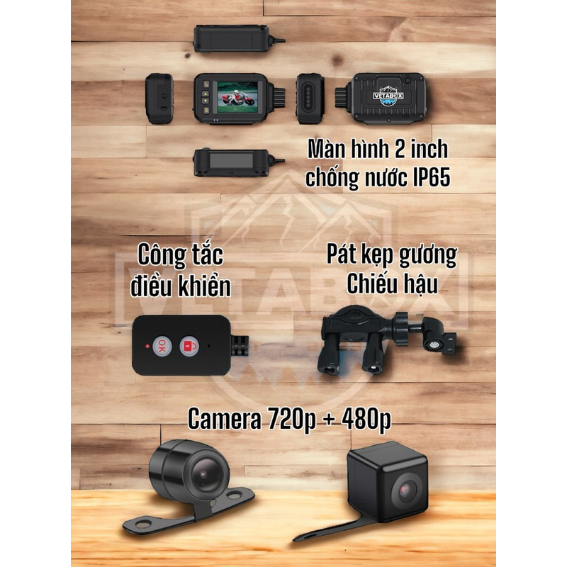 Camera Hành Trình Vetabox bản Basic - 2 camera 720p+480p - BH6T