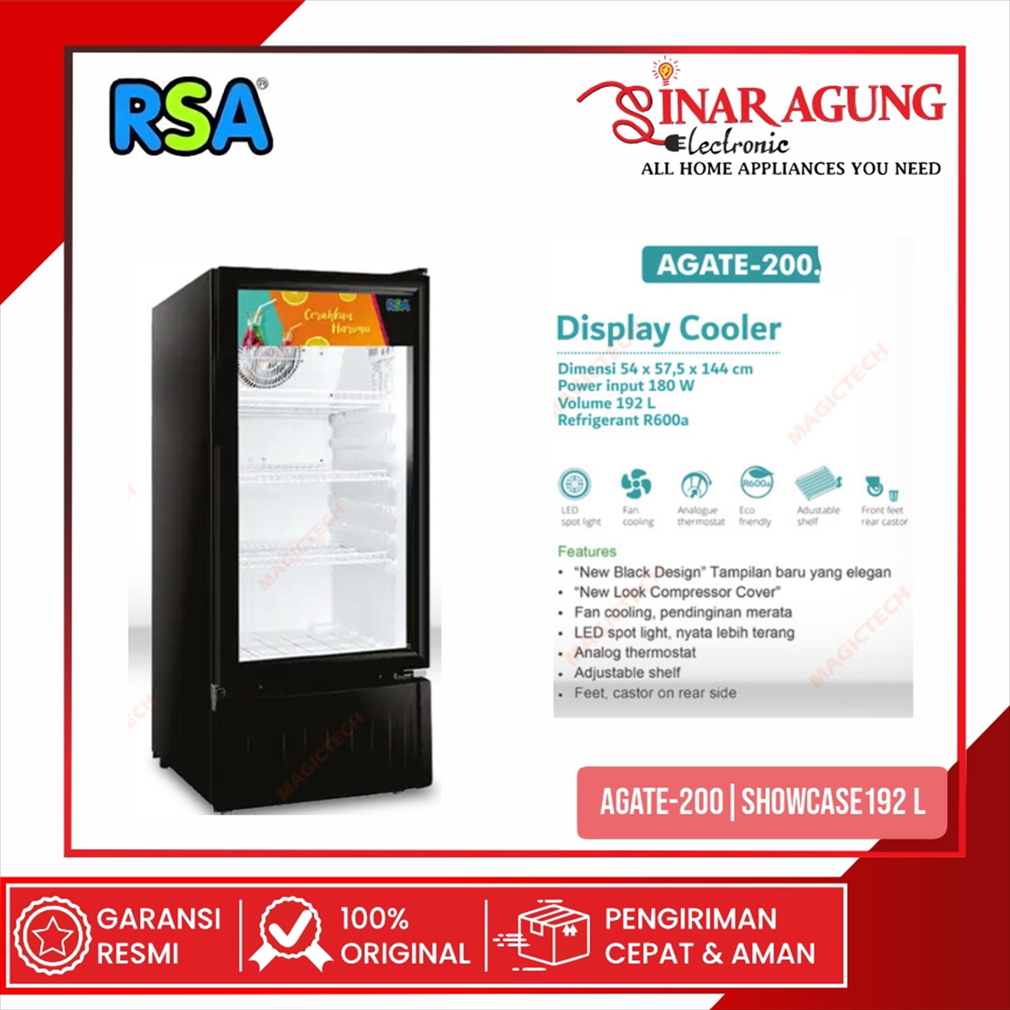 RSA AGATE200 / AGATE-200 SHOWCASE COOLER 192L - GARANSI RESMI | Lazada ...