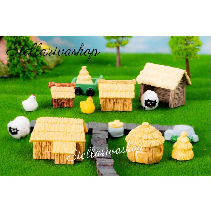 Mô hình nhà nông thôn decor tiểu cảnh terrarium