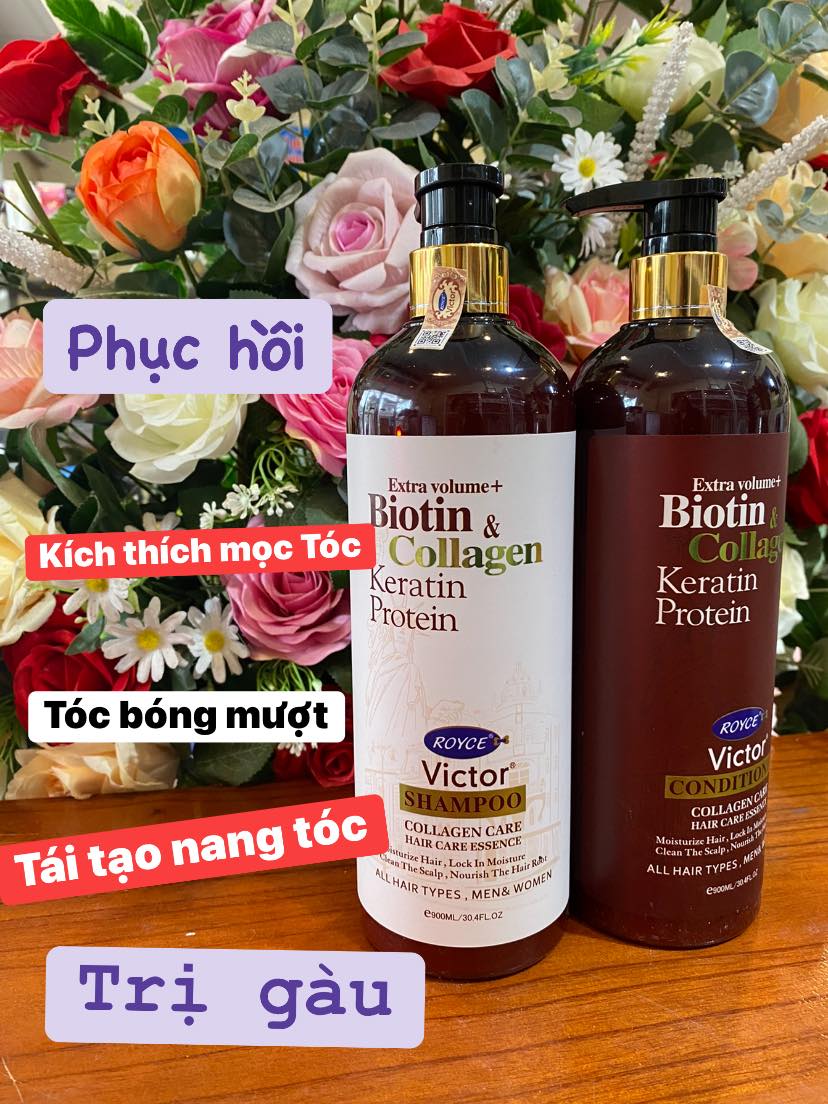 Cặp Dầu Gội Xả Biotin & Collagen Royce Victor