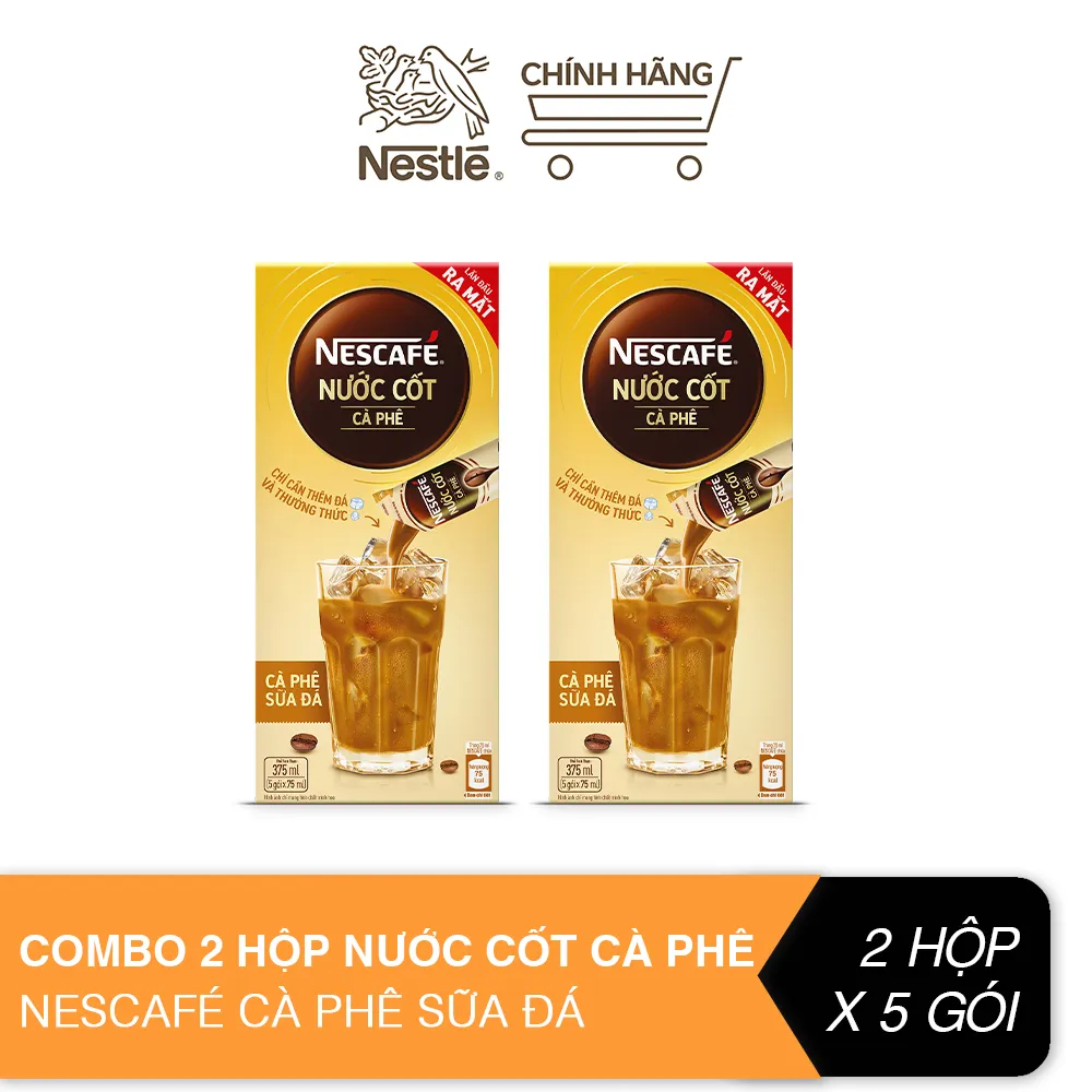 Combo 2 Hộp Nước Cốt Cà Phê Nescafé - Café Sữa Đá - 5 Gói x 2 Hộp