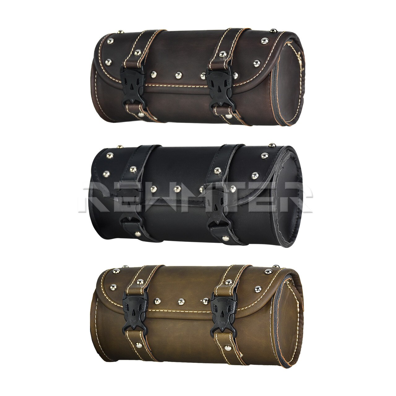 Universal Motorcycle Front Fork Tool Bag Hlebar Saddlebag Roll Barrel Racing Tail Storage PU Leather Bags For Harley XL Dyna