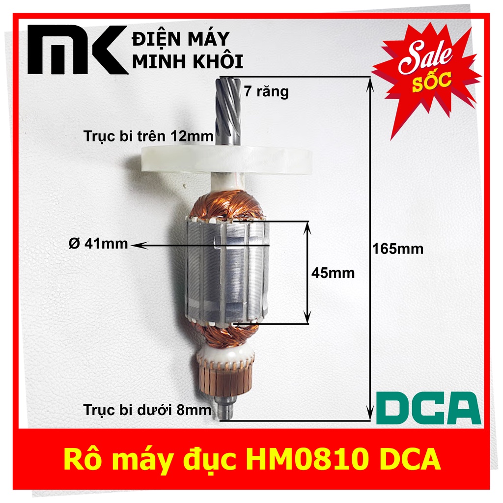 Rô máy chuyên đục hm0810 7 răng mũi 17mm - dca