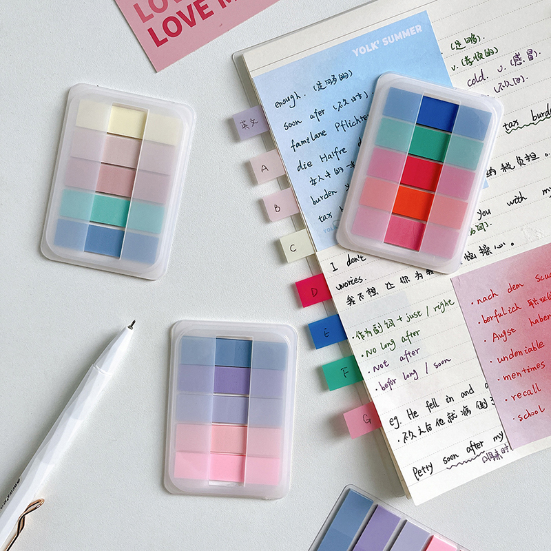 1Set Vintage Morandi Color Transparent Sticky Notes Paster Sticker PET ...